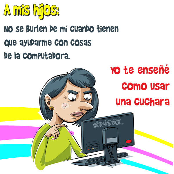 Madre en la computadora