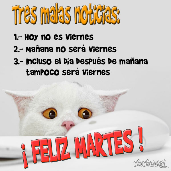 Imágenes para desear un Feliz Martes. Mañana no será 