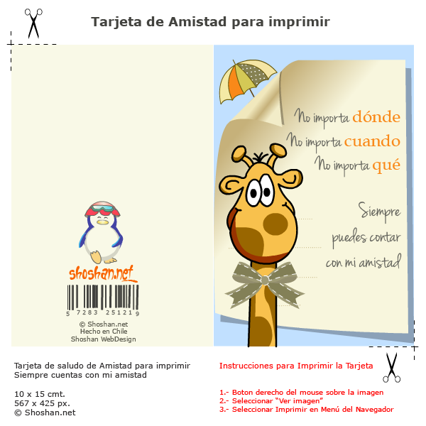 tarjeta para imprimir